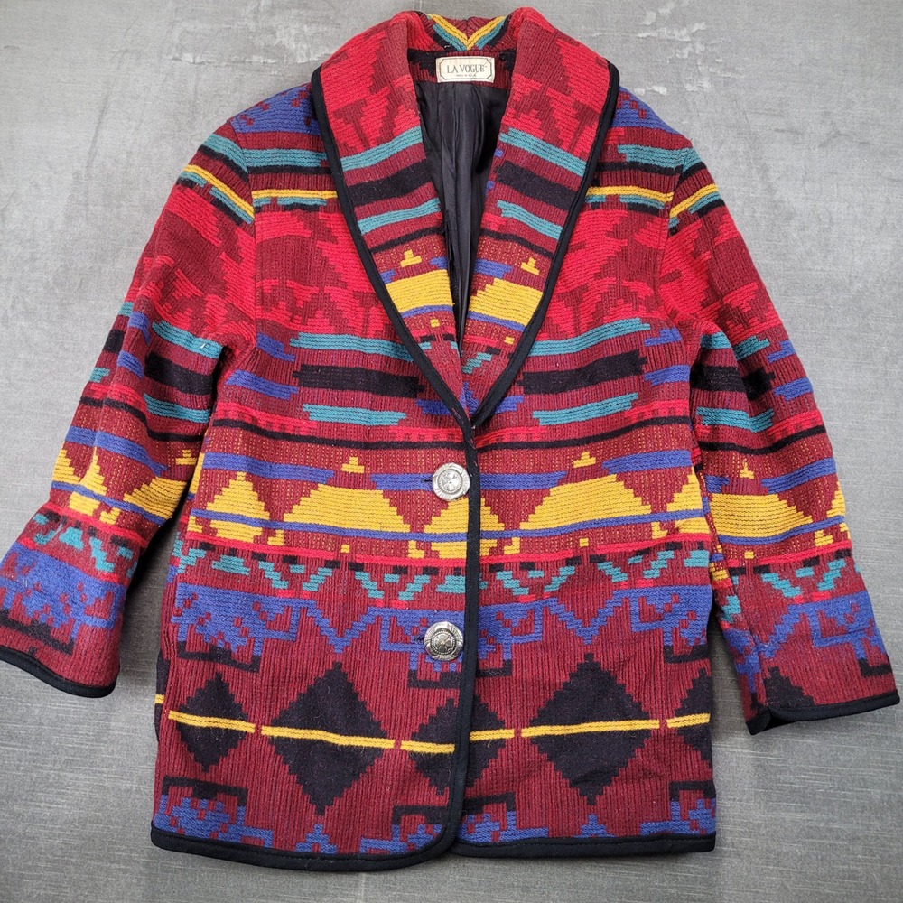 Vintage La Vogue Southwestern Aztec Wool Knit Jacket USA Made‎